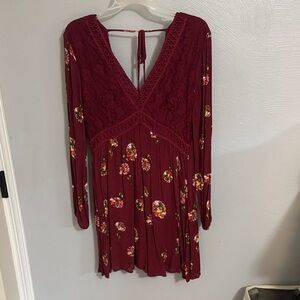 Altar’d State Floral Burgundy Dress